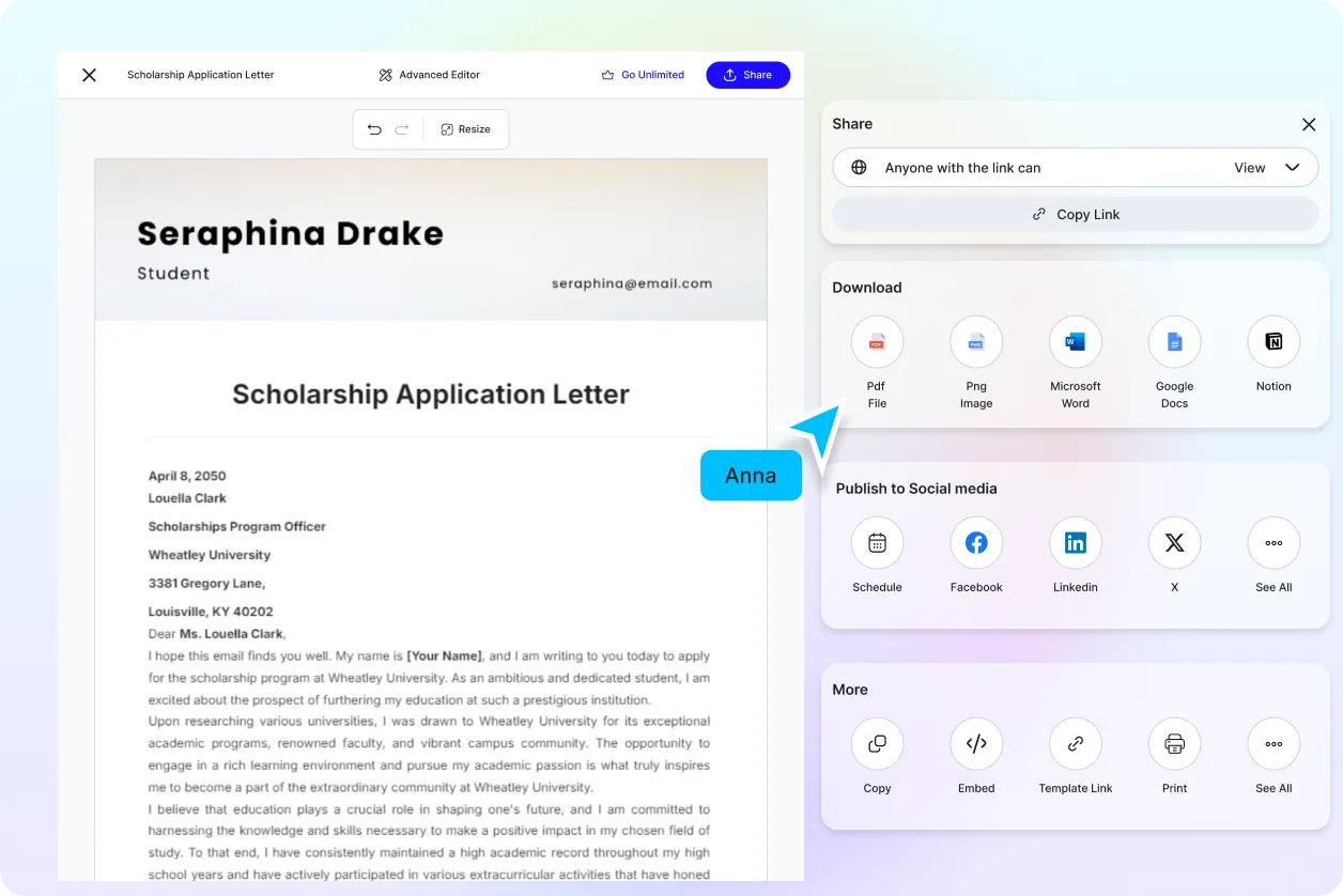 Free AI Application Letter Generator, Free Application Letter Maker Online