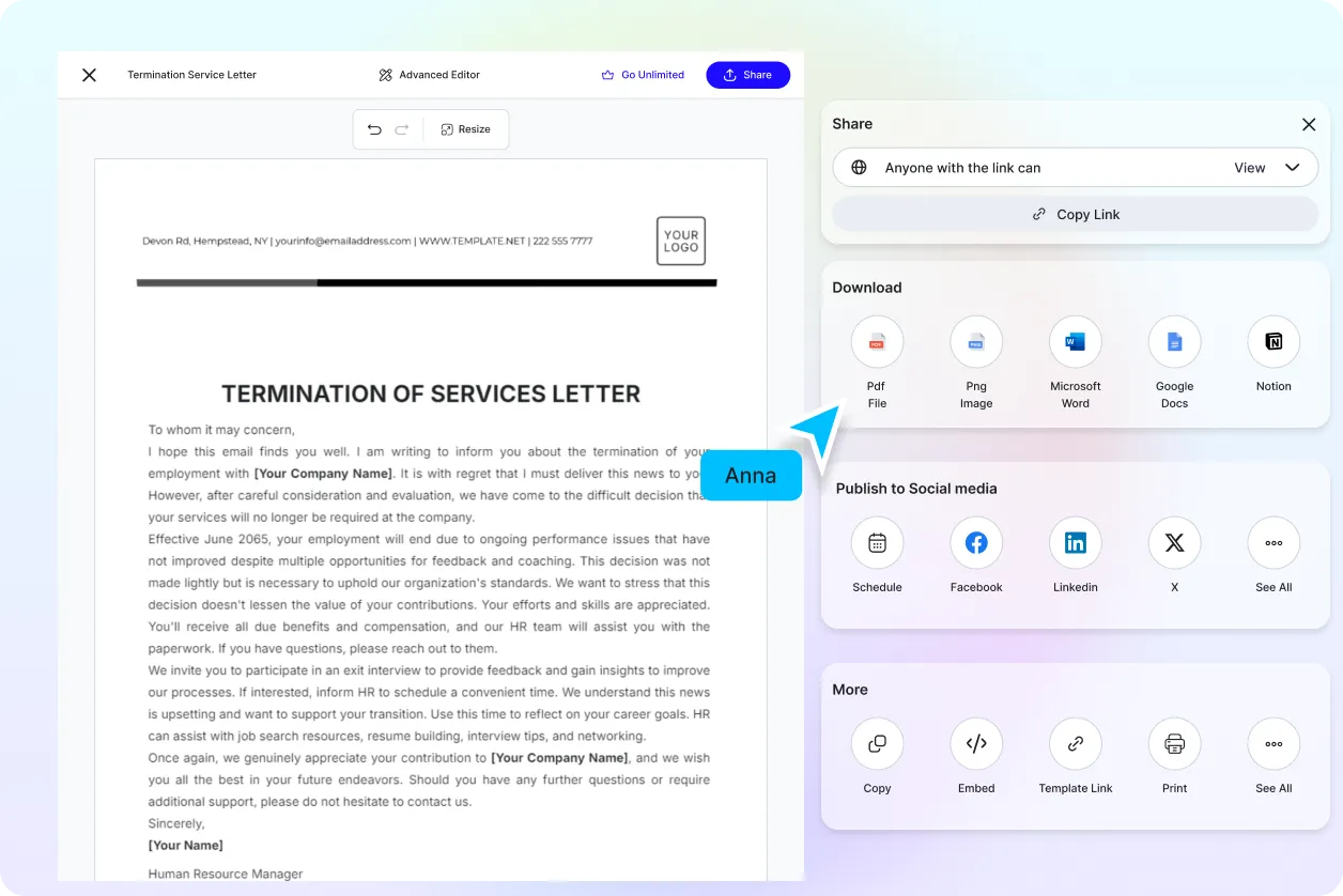 Free AI Termination Letter Generator, Free Termination Letter Maker Online