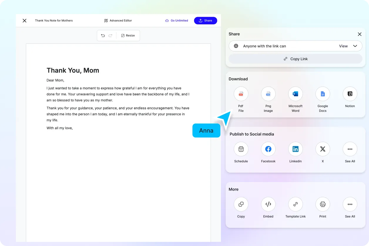 Free AI Thank You Note Generator, Free Thank You Card Message Maker Online