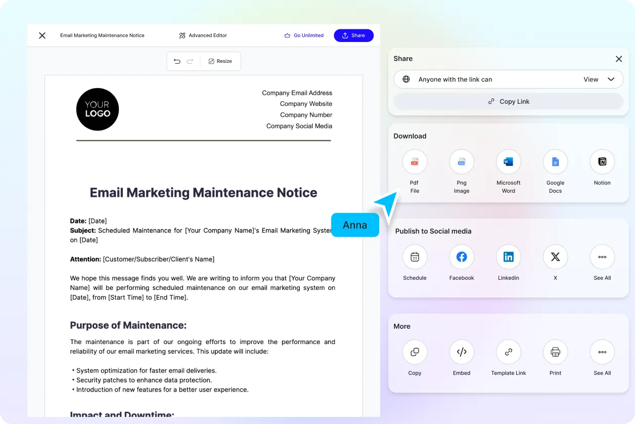 Free AI Maintenance Notice Generator, Free Maintenance Notice Maker Online