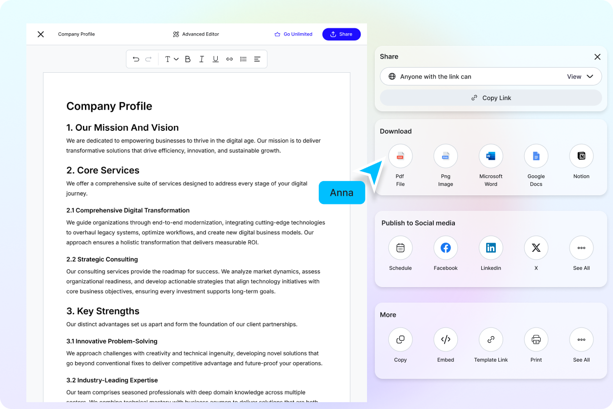 Free AI Company Profile Generator Online, AI Company Profile Maker [ No Signup ]