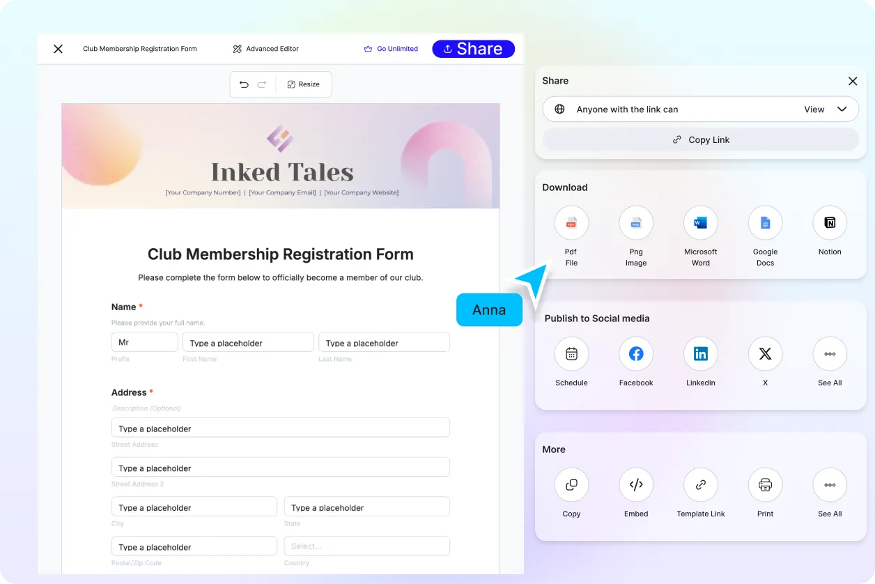 Free Registration Form Builder, Editable Registration Form Generator