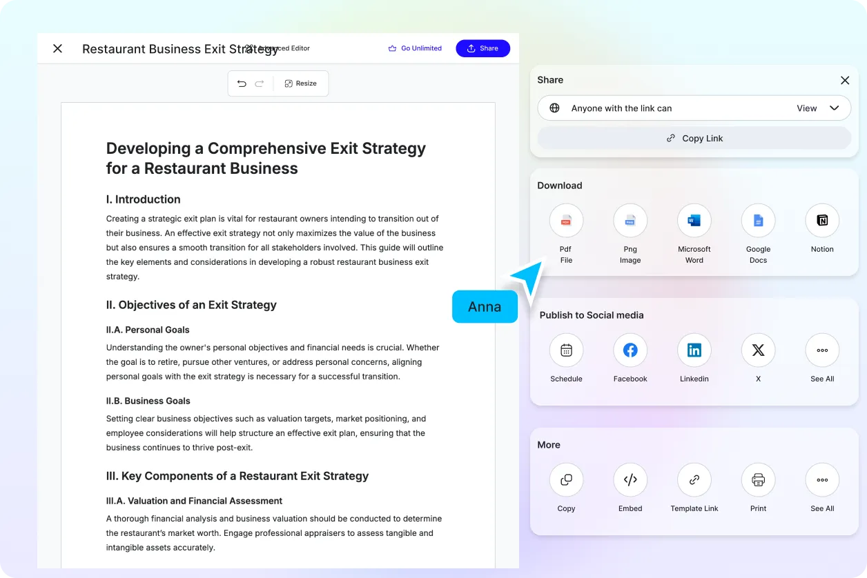 Free AI Exit Strategy Plan Generator, Free Exit Strategy Maker Online