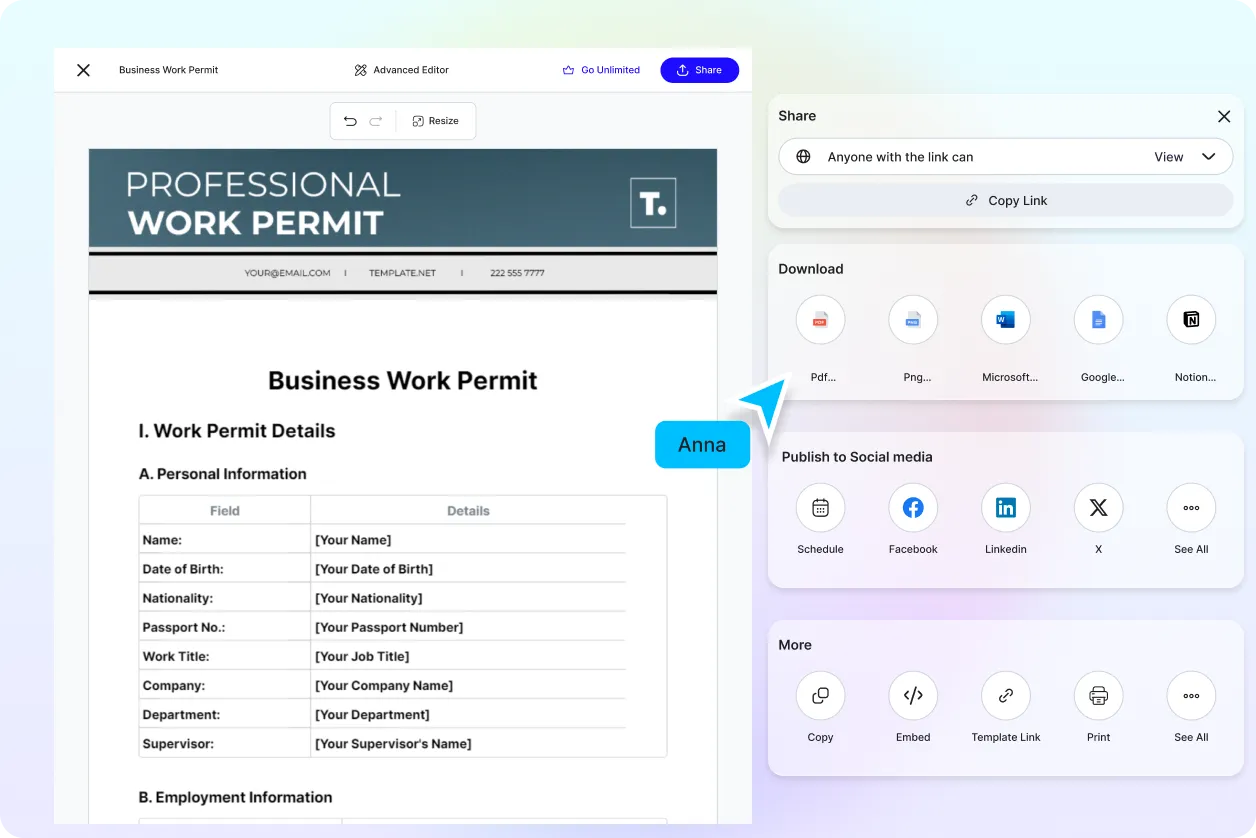 Free AI Work Permit Generator, Free Work Permit Maker Online