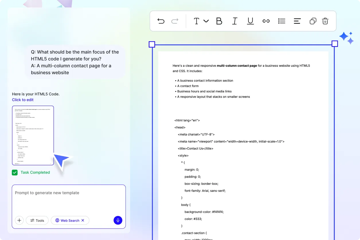 Free AI HTML5 Code Generator, Create Responsive HTML5 Code Online