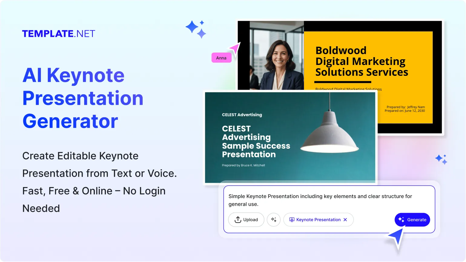 Free AI Keynote Presentation Generator, AI Keynote Slide Maker Online