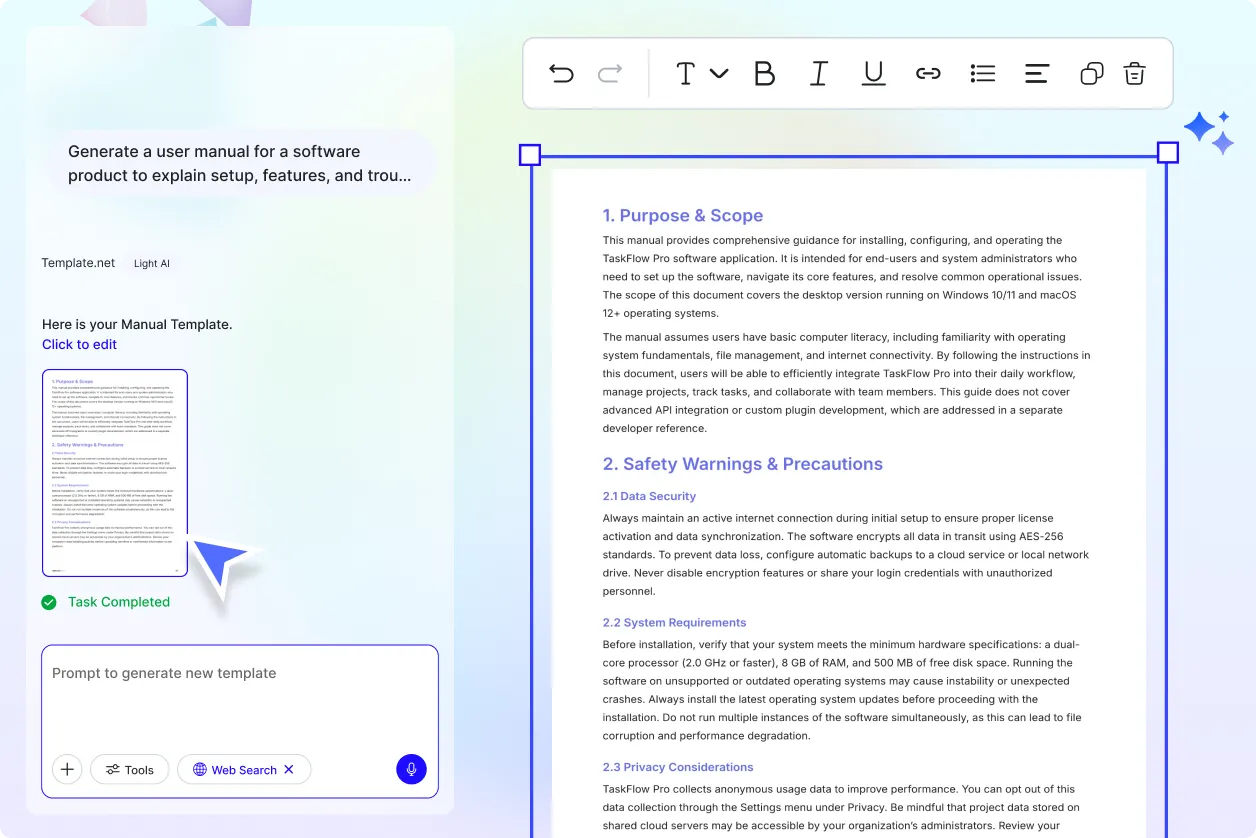 Free AI Manual Generator, Create Professional Manuals Online [ No Signup ]