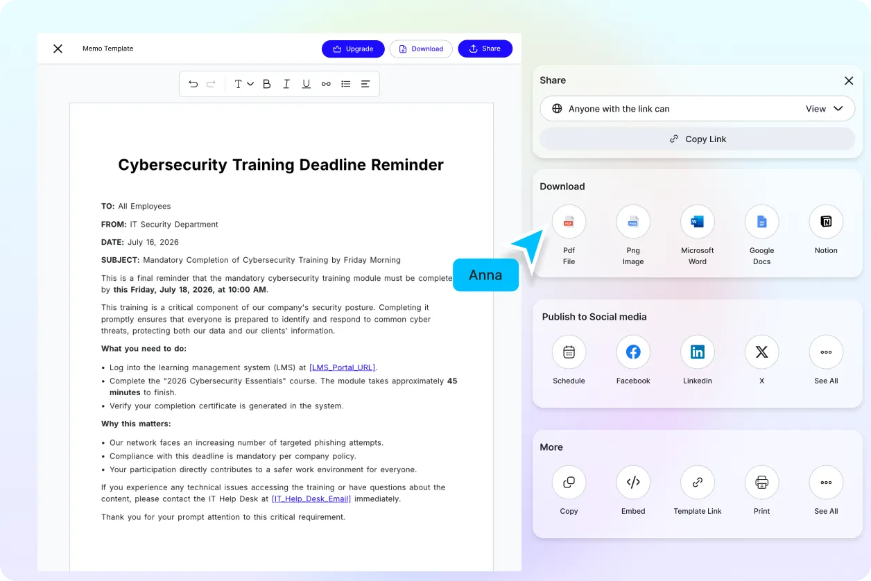 Free AI Memo Generator, Create Professional Memos Online [ No Signup ]