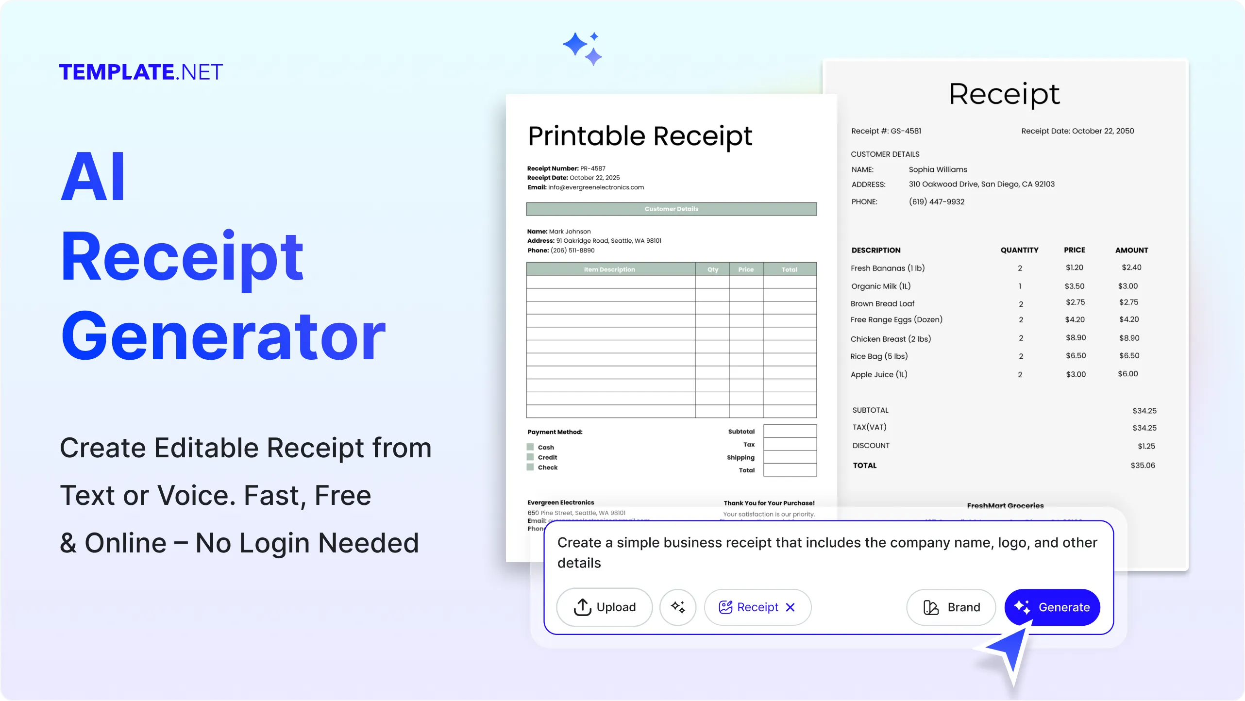 Free AI Receipt Generator, Create Professional Receipts Instantly Online