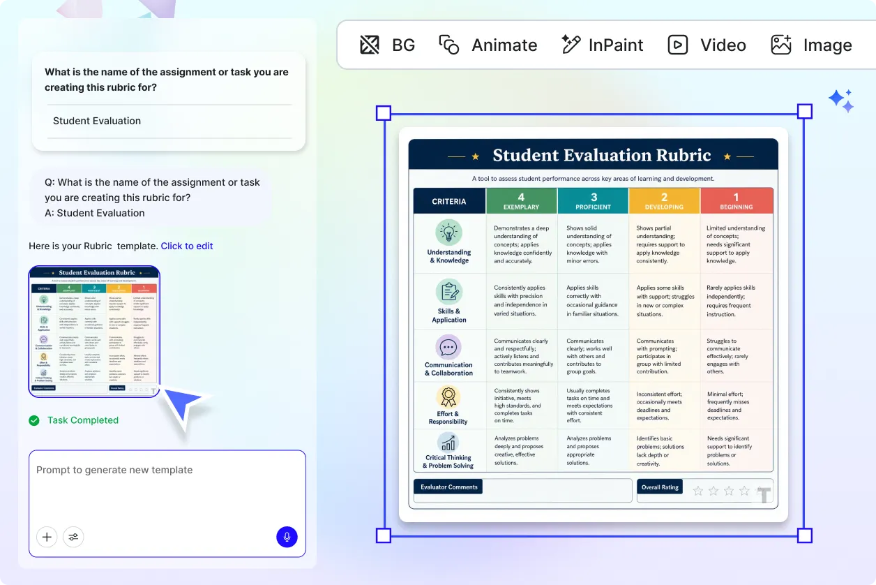 Free AI Rubric Generator, Create Rubric Image Designs Online [ No Signup ]