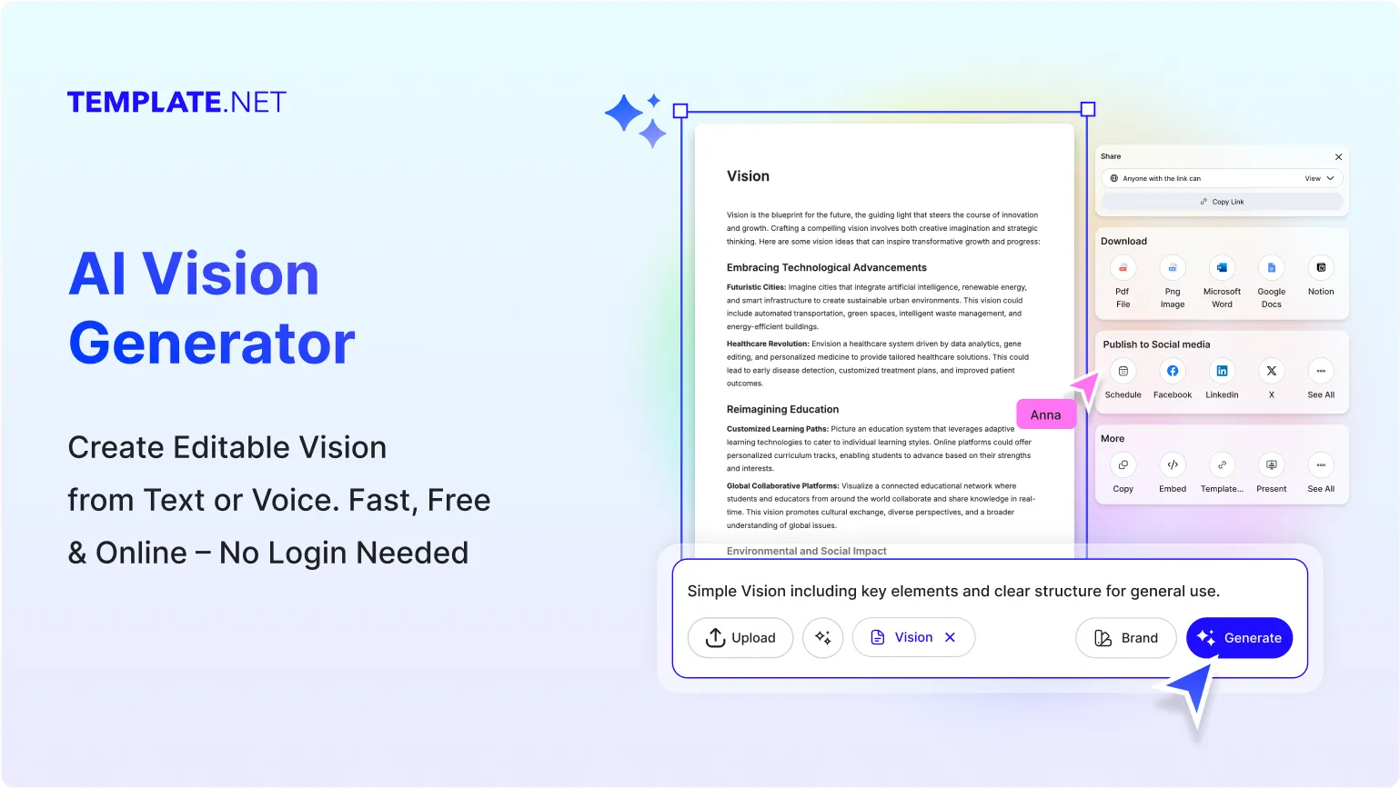 Free AI Vision Generator, Free Company Vision Maker Online