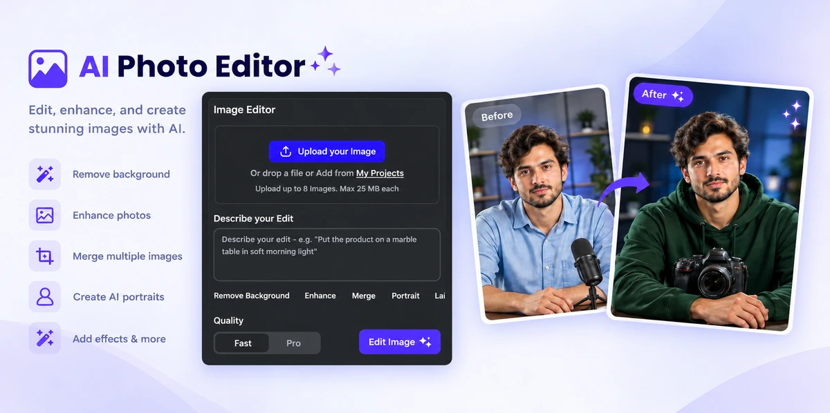 Free AI Photo Editor, Edit and Enhance Images Online [ No Signup ]