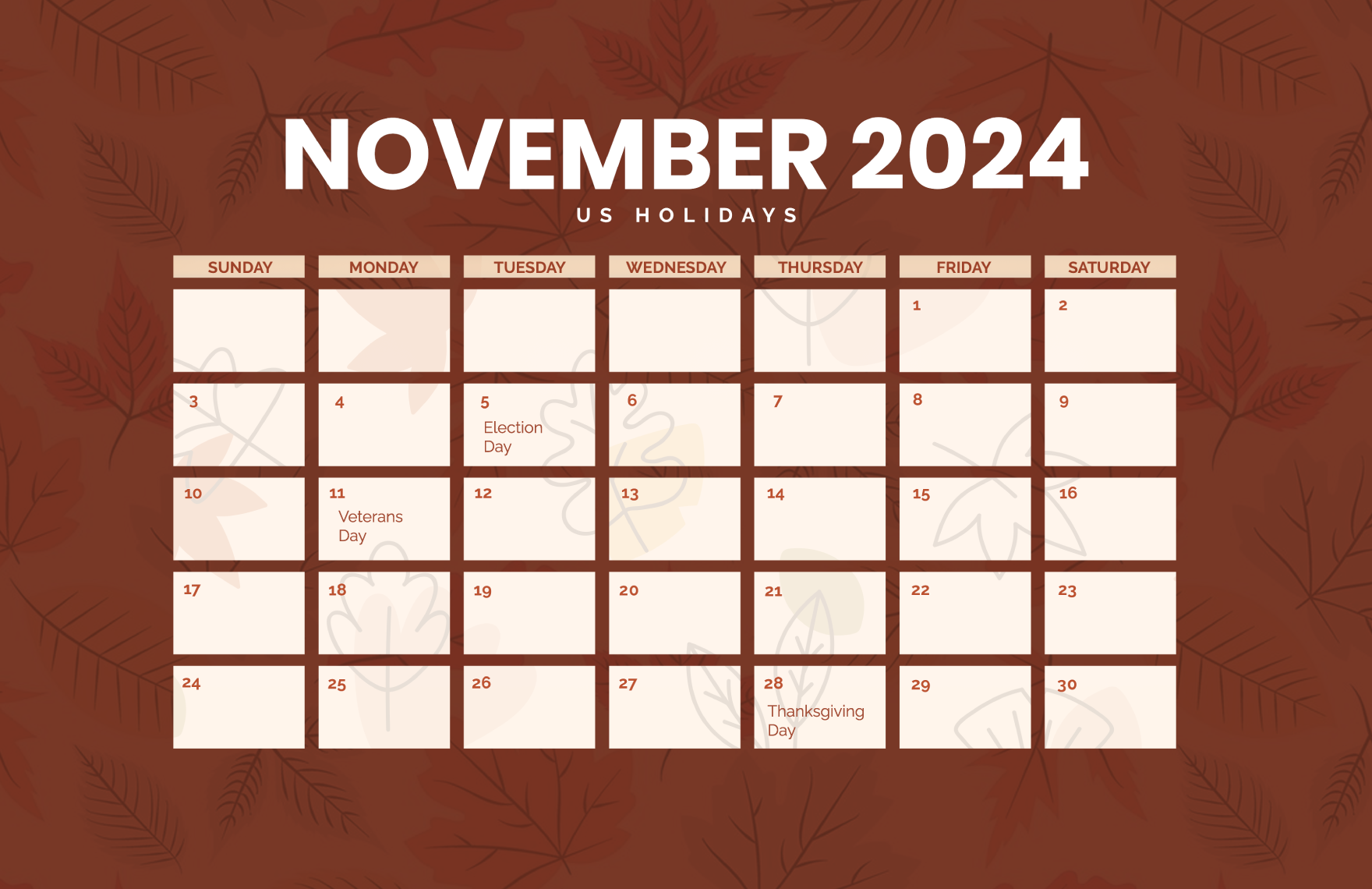 November 2024 Calendars