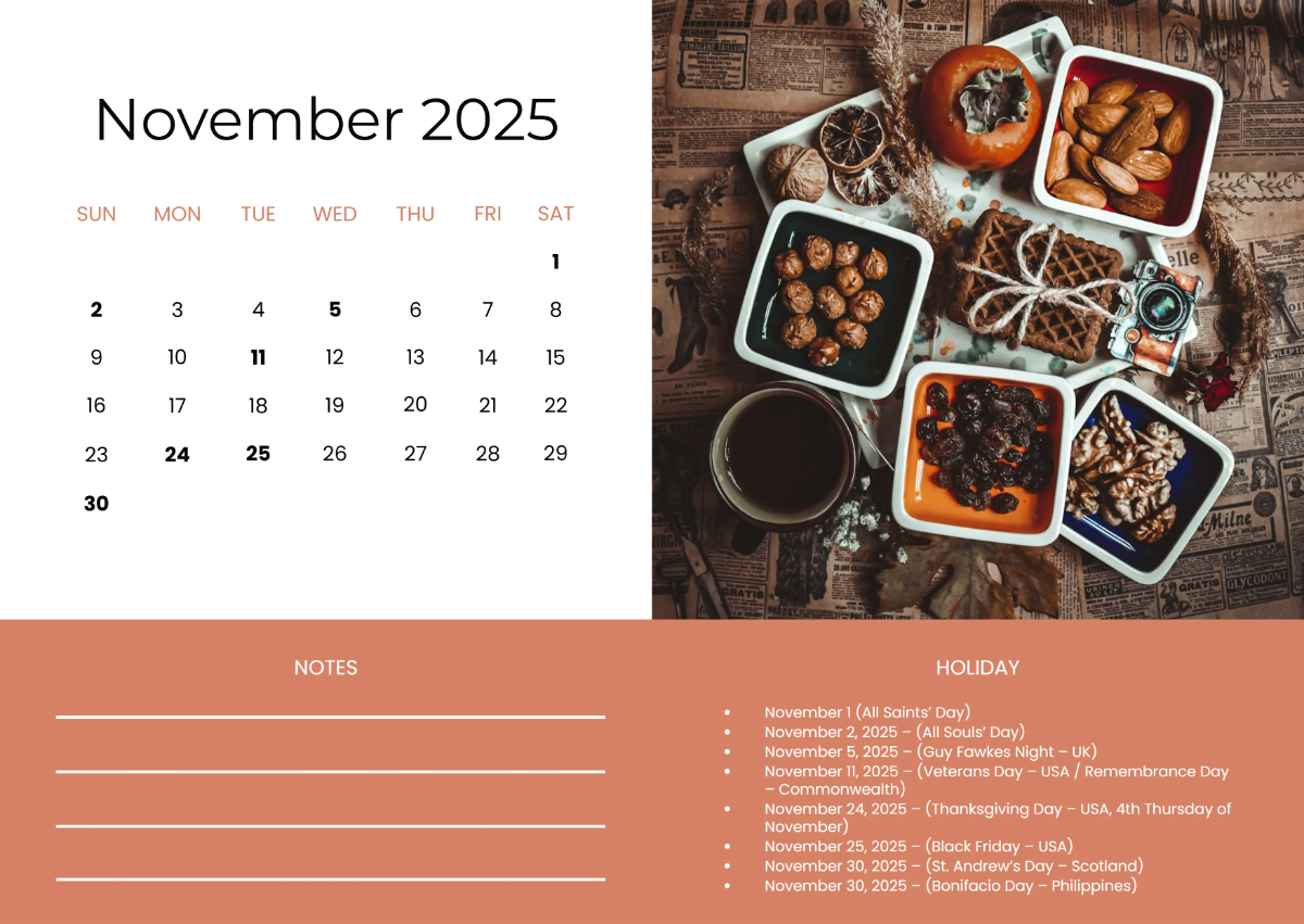 November 2025 Calendars Templates