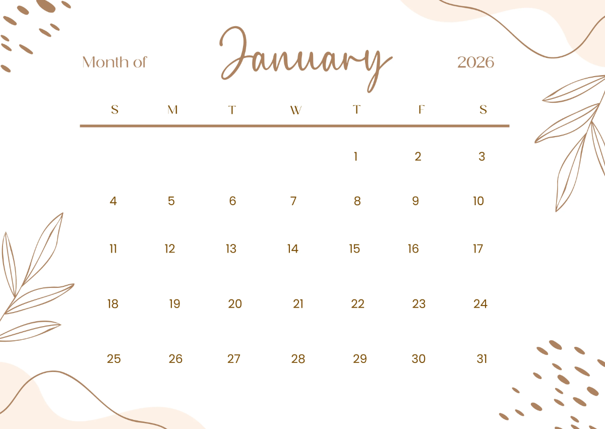 January 2026 Calendar Templates