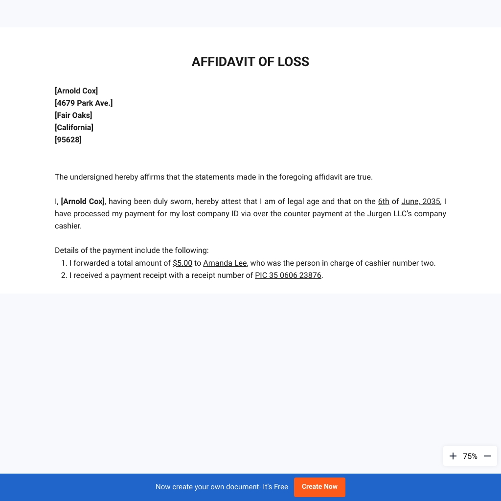 FREE Affidavit of Payment Template Download in Word Google Docs
