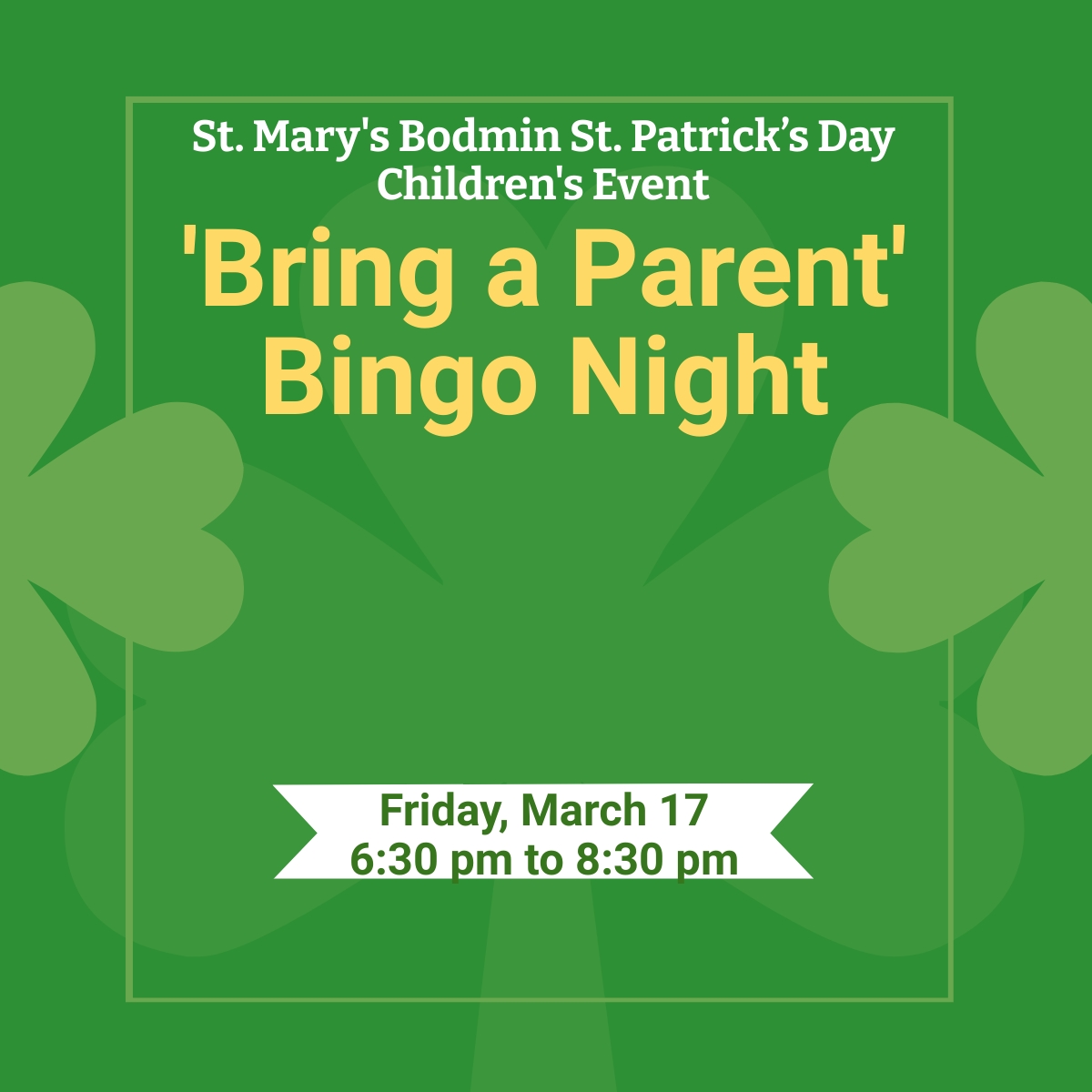 St. Patrick's Day Bingo Night Flyer