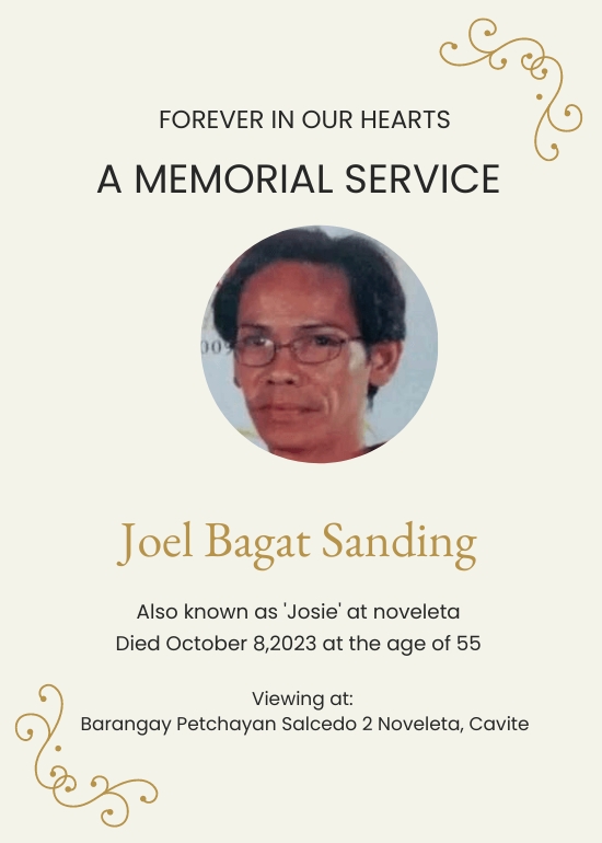 Free Personalized Funeral Announcement Invitation Template Download