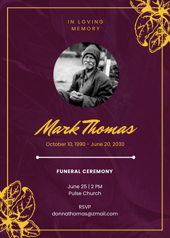 Free Funeral Invitation Card design Template - Download in Word, Google ...