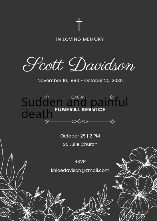 Digital Floral Funeral Invitation Template - Download in Word, Google ...