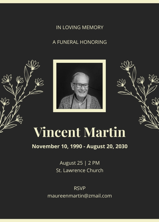 FREE Digital Funeral Invitation PSD Template Download