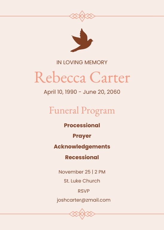 Funeral Service Card Design Template Download in Word, Google Docs