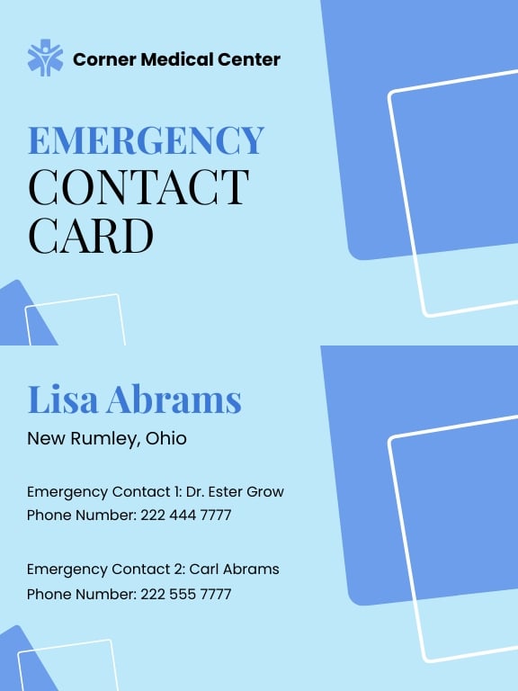 Emergency Contact Card Template Download in Word, Illustrator, PSD