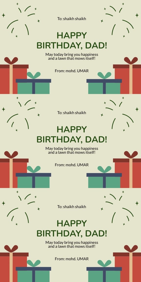 creative birthday card for dad