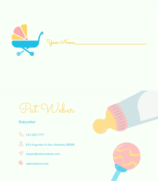 FREE Babysitter Business Card Template Download in Word, Google Docs