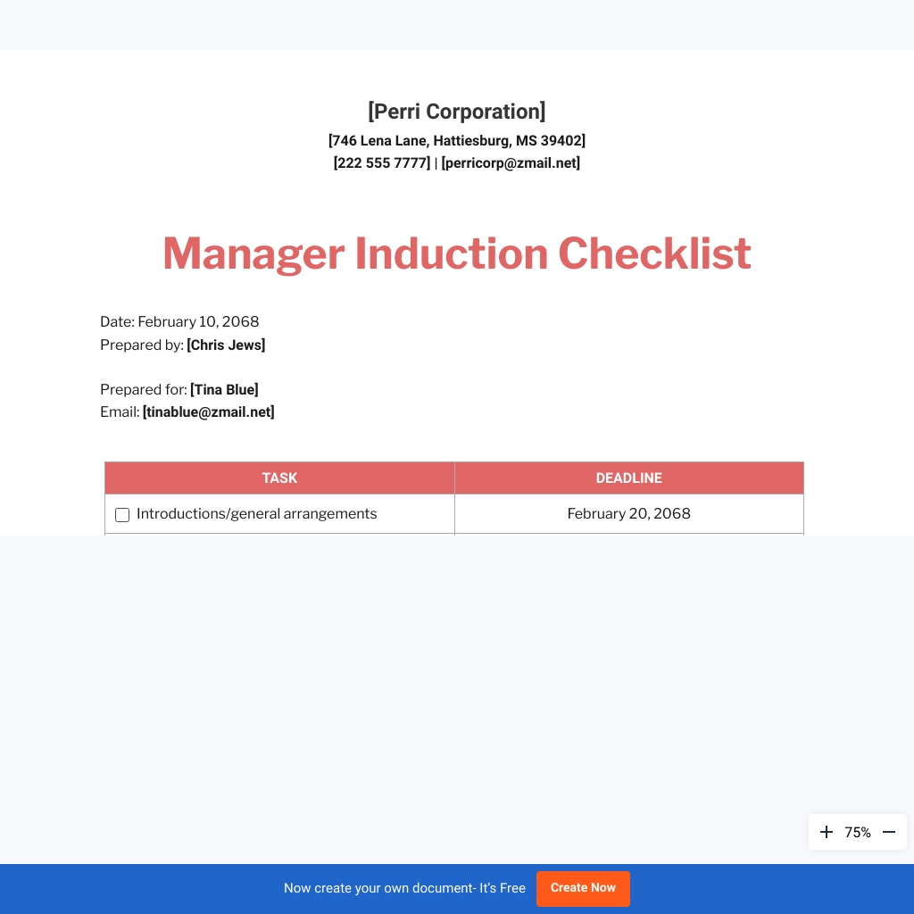 FREE Manager Checklist Template - Download in Word, Google Docs, PDF ...