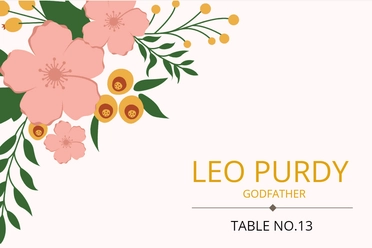 Floral Baptism Place Card