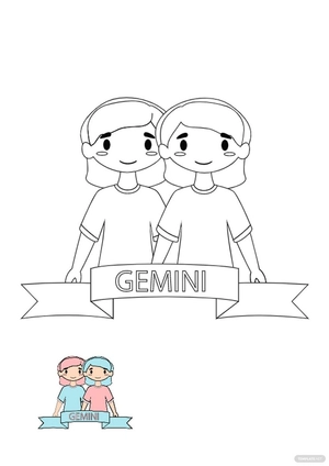 Cute Gemini Coloring Page
