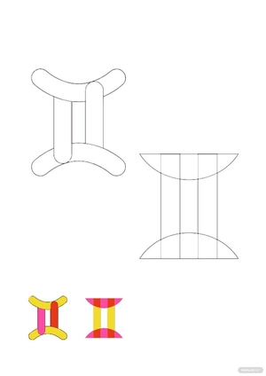 Abstract Gemini Sign coloring page