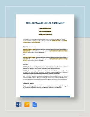 Trial Software License Agreement Template