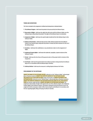 Assignment of Rights in Computer Software With Reservation Template