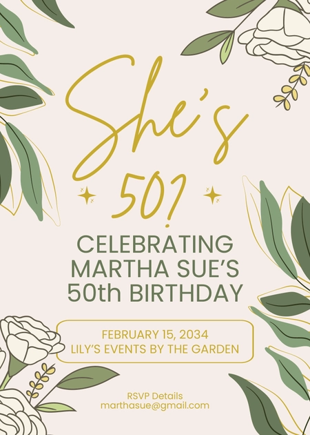 Sample 50th Birthday Invitation Template