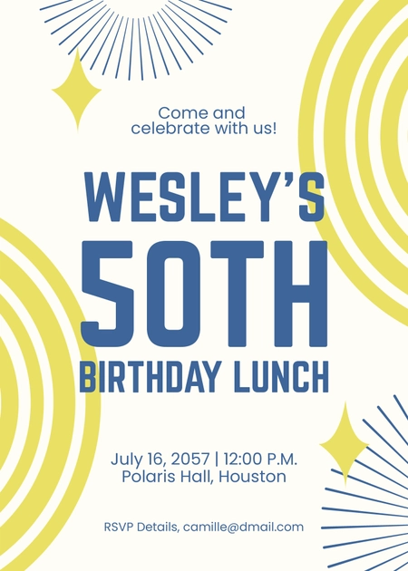 50th Birthday Lunch Invitation