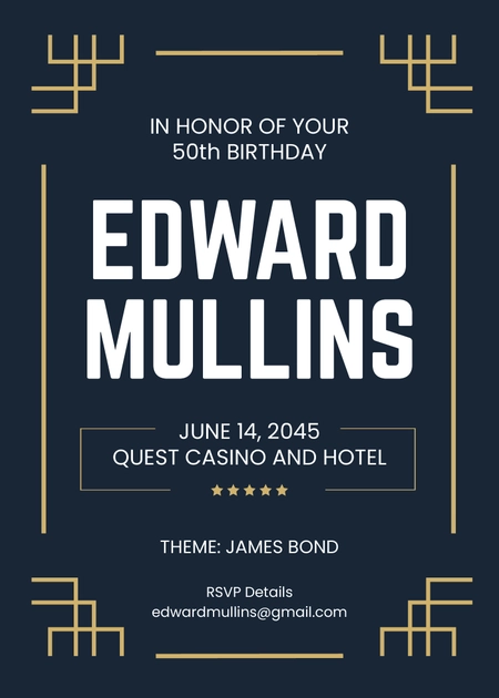 Formal 50th Birthday Invitation