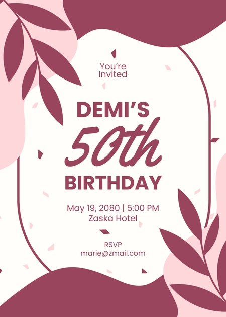 Rose Gold 50th Birthday Invitation
