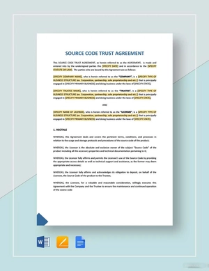 Source Code Trust Agreement Template Source Code Trust Agreement Template