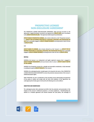 Prospective Licensee Non-Disclosure Agreement Template