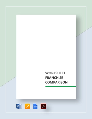 Worksheet Franchise Comparison Template Worksheet Franchise Comparison Template