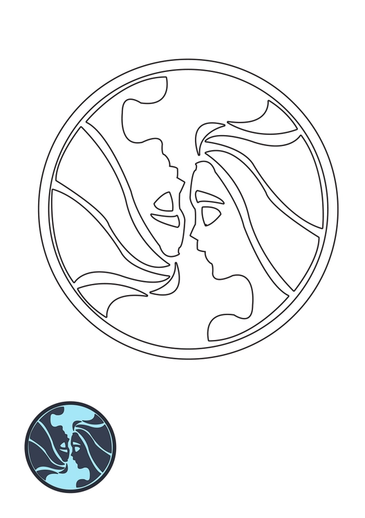 Tribal Gemini Coloring Page