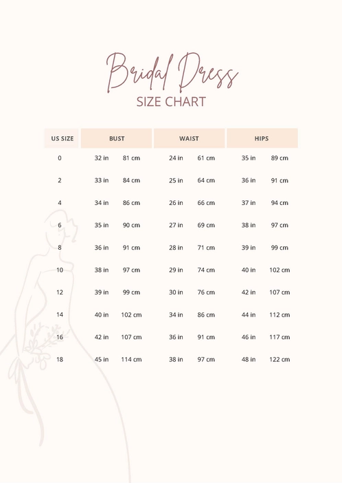 Bridal Dress Size Chart Bridal Dress Size Chart