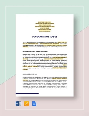Covenant Not to Sue Template