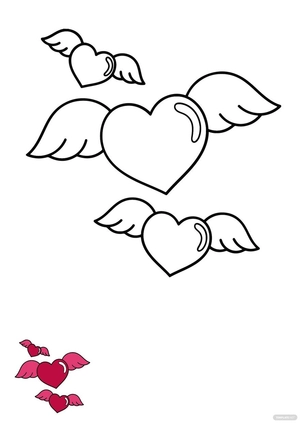 Heart Wings Coloring Page