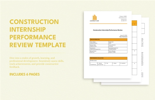 Construction Internship Performance Review Template