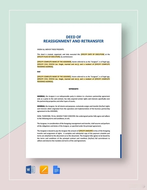 Deed of Reassignment and Retransfer Template