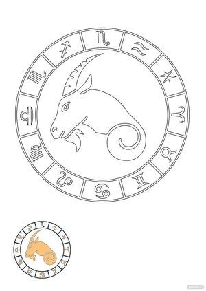 Circle Capricorn coloring page