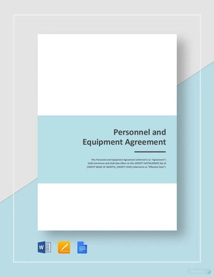 Personnel and Equipment Agreement Template